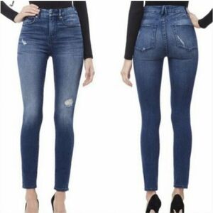 Good American Dark Blue Distressed Skinny Jeans